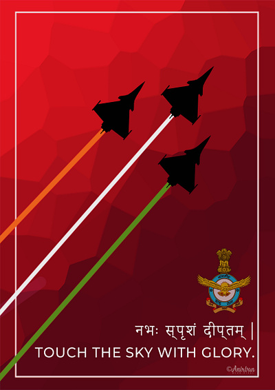 Touch the sky with glory | Indian Air Force air force aircraft airplane design illustration minimal rafale