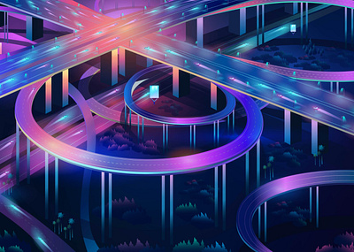 Intersection contemporary design detail illustration illustrator outrun pabloladosa synthwave vectorart