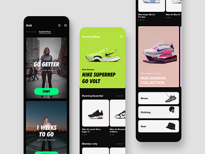 Nike Run Club concept design design nike redesign shop ui