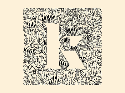 Kangaroo Illustration K Letter 36daysoftype animal botanical art digital ink drawing flower flowers illustration k kangaroo letter lettering pattern procreate art procreateapp surface design type art