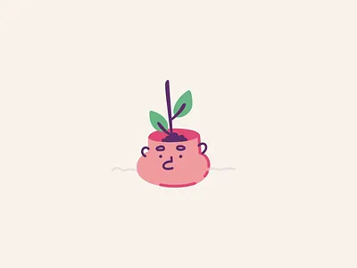 Smart flowerpot - Wink ae animation character cute face flowerpot icon illustration loop motion plant stroke vector