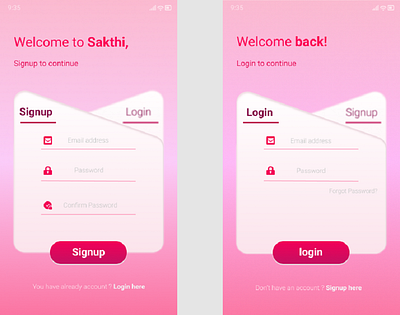 LOGIN SIGNUP SCREEN design ui