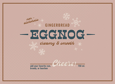 Eggnog Bottle Label alcohol beverage christmas drink eggnog holiday mockup snow snowflake type typography