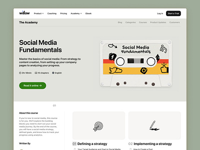 Online Course Landing Page - Social Media Fundamentals course design elearning landing page website