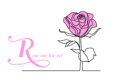 Rose one line art design flyer illustration line art logo one line art poster ui ux vector