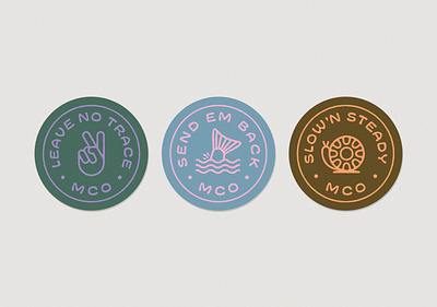 Mill City Outfitters Sticker Pack branding catch and release fishing fly fishing fly reel illustration leave no trace love the environment outdoors peace slow and steady snail stickers