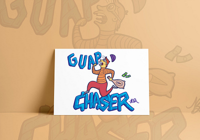 Guap Chaser - Custom Merch Artwork art artwork bank cartoon cash custom lettering custom type design digital art digital illustration grafitti graphic graphic design illustration money theif
