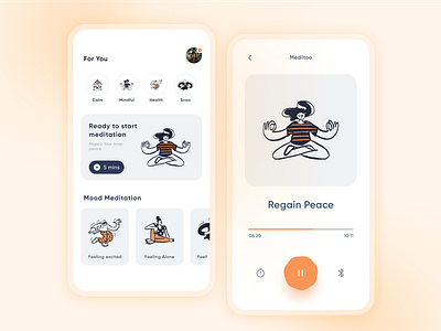 Meditation app UI Design dailyui dailyuichallenge design mediation music music player ui ui design uidesign uiux ux uxui