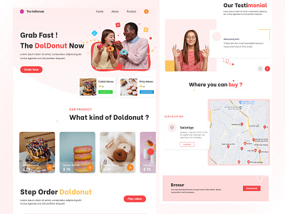 Doldonuts Landing Page bread clean culinary donut donut shop food food and drink food app restaurants sweet uiux webdesign website website design