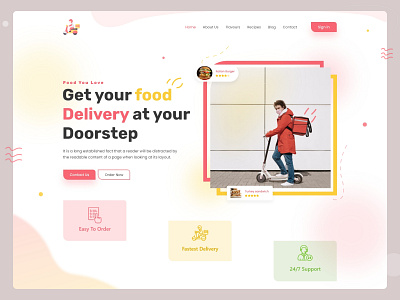 Food Delivery Landing Page Design best design best shot branding design food app food illustration foodie foodies foodlandingpage foodwebsite illustration landingpage logo template ui uikits uiux ux ui vector website