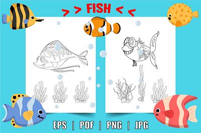 Fish Coloring Page for Kids Graphic coloring book coloring page coloring pages design icon illustration kdp vector