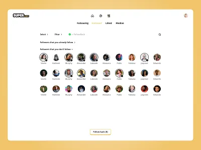 Manage your Instagram community - Follower community follow followers following instagram ui web design web site webdesign website yellow