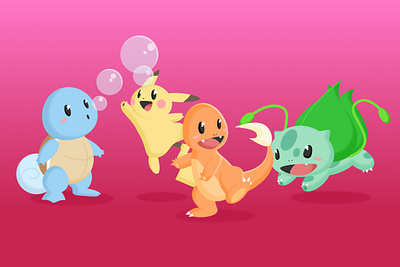 Original Friends bulbasaur cartoon charmander design illustration pikachu pokemon sketch squirtle