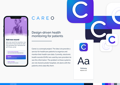 GU Capstone Project | Careo iOS Health capstone component design georgetown grad school gradient interface layout library mobile product design styleguide system ui ux