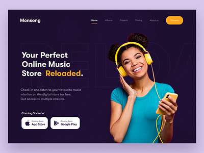 Music Web Landing Page app design fintech app flat icon illustration mobile ui ui ux uidesign ux