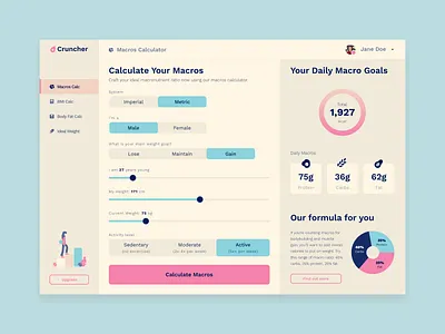 DailyUI 004 - Macro Calculator 004 app calculator calculator app calorie dailyui dailyui 004 fitness kcal macro macros nutrition web