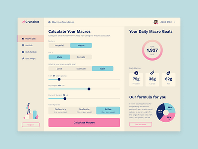 DailyUI 004 - Macro Calculator 004 app calculator calculator app calorie dailyui dailyui 004 fitness kcal macro macros nutrition web