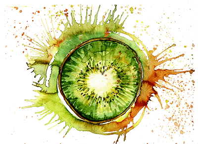 Juicy kiwi heart abstract food fruit heart illustration kiwi summertime watercolor