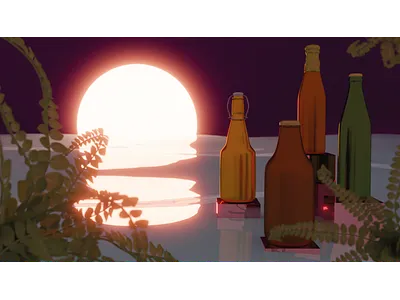 Small render sunset 3d modeling