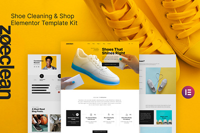 Shoe Cleaning & Shop Template Kit cleaning design elementor shoe shop template ui ux website