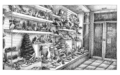 Shoes blanckandwhite character art characterdesign comicart draw emiliano raspante illustration illustration art ink wash pen art shoes