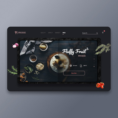 Foodie Foods app design branding design food illustration hero section illustration landing page design portfolio uidesign uiux uiuxdesign webdesign