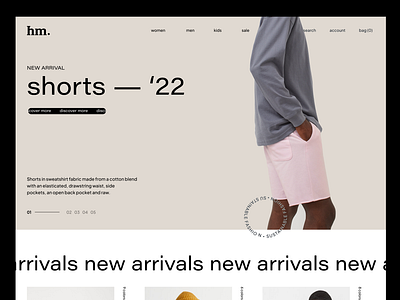 hm. — ecommerce homepage brown buy ecommerce fashion nude online store shop shopify shorts simple ui website woocommerce