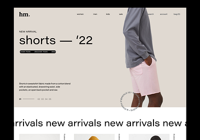hm. — ecommerce homepage brown buy ecommerce fashion nude online store shop shopify shorts simple ui website woocommerce