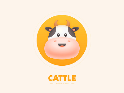 Cattle branding design 卡通形象 头像 插图 牛 黄色