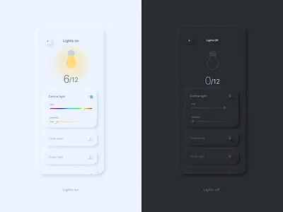 Lights on/off 2021 app dark ui design experience interaction interface mobile neomorphism smart home soft ui ui ux
