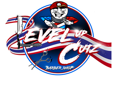 Level up cutz animated barbershop business cartoon logo logodesigner logodesigns logos