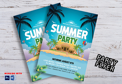Summer Party Flyer Template adobe photoshop design microsoft word party flyer pool party flyer summer camp summer flyer summer party summer party flyer