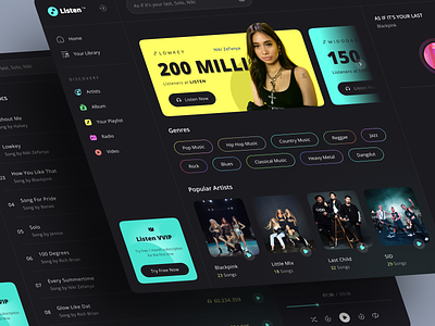 Listen™ Web App Music Player ari artist dashboard design fariz listen music player music music player music web musics niki song ui web web app web design website app