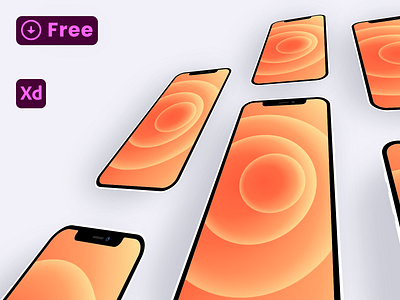 adobe xd iphone 12 mockup template freebie apple free freebie gradient iphone iphone12 mockup modern ui uiux ux zalepik