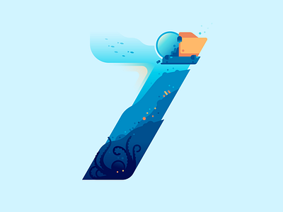 7 36daysoftype color cthulhu illustration letter ocean octopus sea submersible type underwater