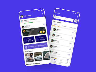 Language Learning App Rebond adobe xd branding clean concept creative creativity design dribbble illustration inspiration language learning app ui uxui