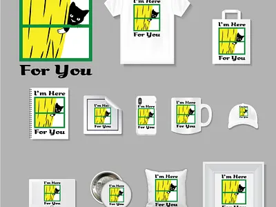 I m here for you cat design w amazon art branding cats flat graphic design illustration illustrator minimal typography