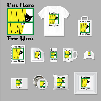 I m here for you cat design w amazon art branding cats flat graphic design illustration illustrator minimal typography