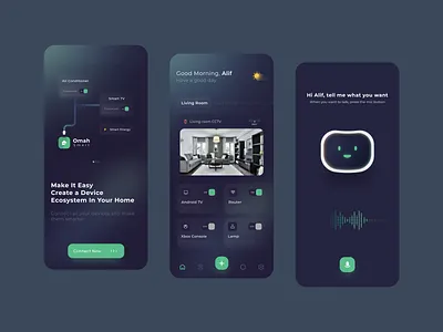 Omah Smart agency app browse clean design device illustration iphone mobile mobile design mockup modern smarthome ui uiux ux