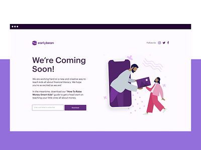 Earlybean Coming Soon page bank bank app creative illustration ui ux