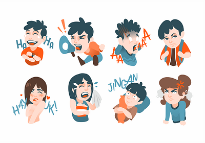 Emotion Pack 1 character characterdesign chibi chibiillustration design illustration emotions illustration illustration design illustration graphic design mascot sticker