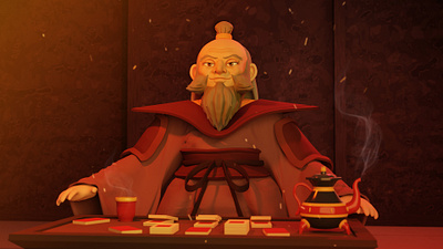 Uncle Iroh 3d 3d art blender character fanart illustration