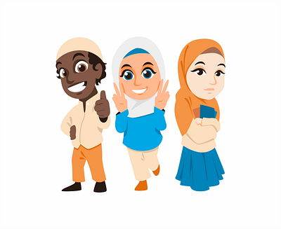 Ali, Zahra & Maryam Mascot Design character characterdesign chibi chibiillustration design illustration illustration illustration design islam mascot mascot character mascotdesign ramadhan