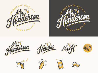 Mr Henderson Logo Redesign beer branding cocktail corporate identity design illustration lettering logo logo design matt vergotis mural script verg