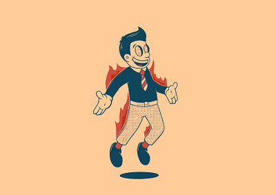 The Burning Man 1930s burning man burningman cartoon cartoon character cartoon man character flames hand drawn illustration retro vintage