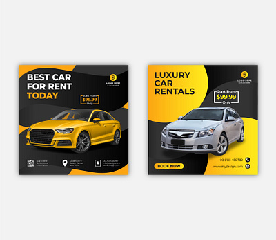 Rent Car Social Media Post Template- 2 banner banner design banner template car car wash cartoon facebook banner instagram banner luxuary rent car media rent a car social web banner