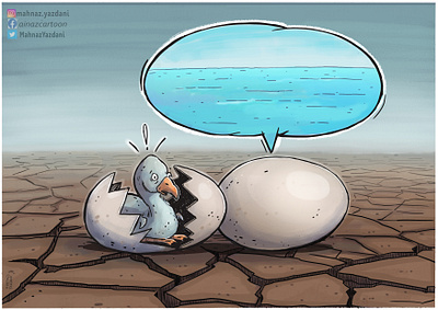 Drought! birds desert design editorial cartoon egg illustration mahnaz yazdani natural resources nature political cartoon press cartoon sea social cartoon water water resource