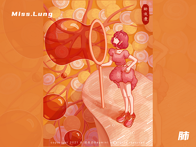 Miss.Lung character design color girl illustration lung organ woman