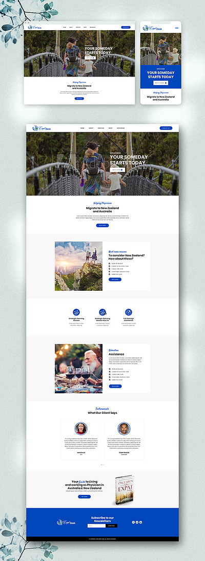 Expat Desk - Landing Page Website design expat travel ui web website