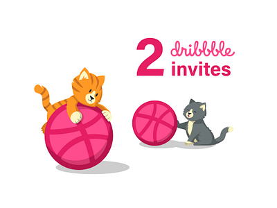 Two Dribbble Invites cats dribbble dribble invitation invitations invite invites